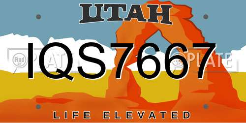 IQS7667 Utah License Plate