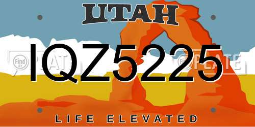 IQZ5225 Utah License Plate