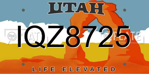 IQZ8725 Utah License Plate