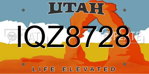 IQZ8728 Utah License Plate