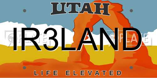 IR3LAND Utah License Plate