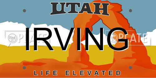 IRVING Utah License Plate