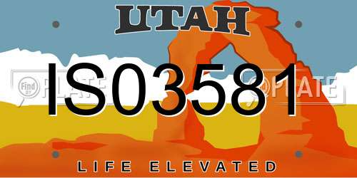 IS03581 Utah License Plate