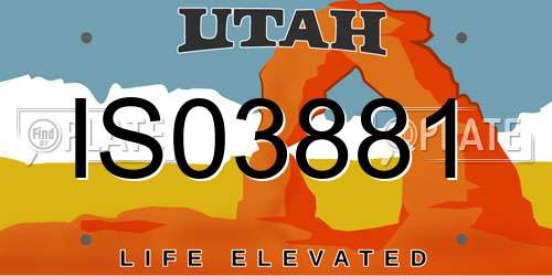 IS03881 Utah License Plate