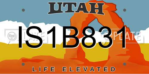 IS1B831 Utah License Plate