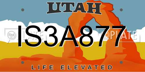 IS3A877 Utah License Plate