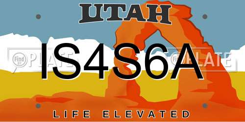 IS4S6A Utah License Plate