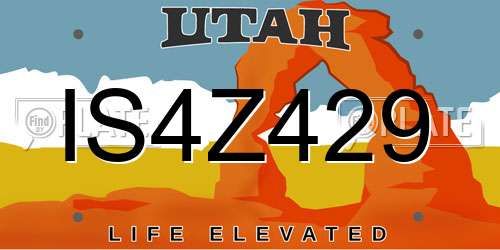 IS4Z429 Utah License Plate