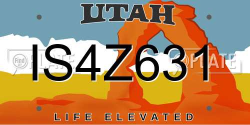 IS4Z631 Utah License Plate