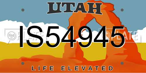 IS54945 Utah License Plate