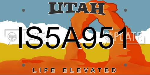 IS5A951 Utah License Plate