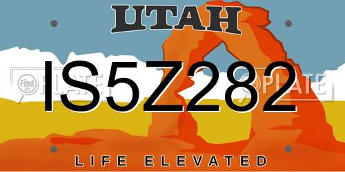 IS5Z282 Utah License Plate