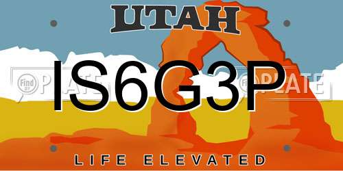 IS6G3P Utah License Plate