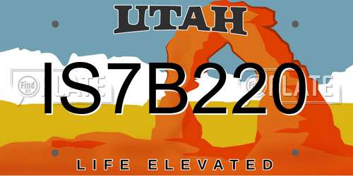 IS7B220 Utah License Plate