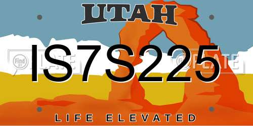 IS7S225 Utah License Plate