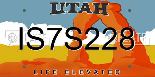 IS7S228 Utah License Plate