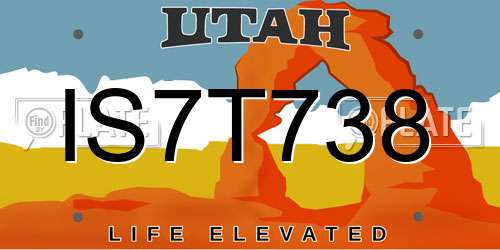 IS7T738 Utah License Plate