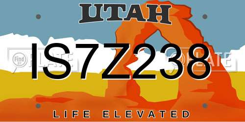 IS7Z238 Utah License Plate