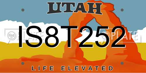 IS8T252 Utah License Plate