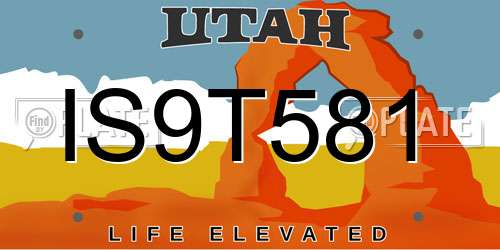 IS9T581 Utah License Plate