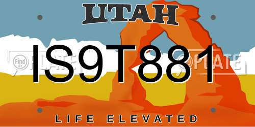 IS9T881 Utah License Plate