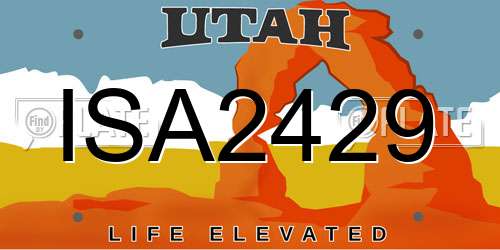 ISA2429 Utah License Plate