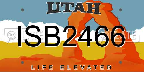 ISB2466 Utah License Plate