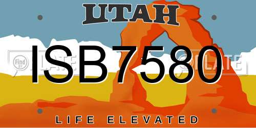ISB7580 Utah License Plate