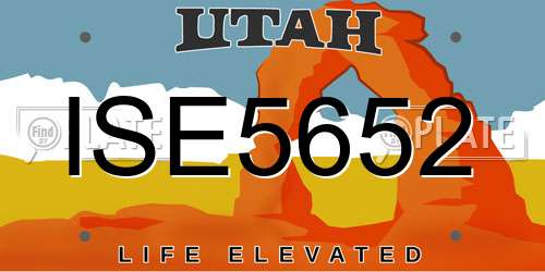 ISE5652 Utah License Plate