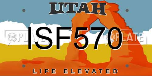 ISF570 Utah License Plate