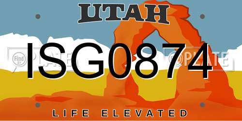 ISG0874 Utah License Plate