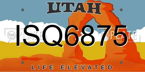 ISQ6875 Utah License Plate
