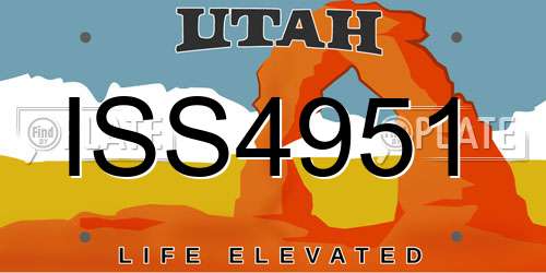 ISS4951 Utah License Plate