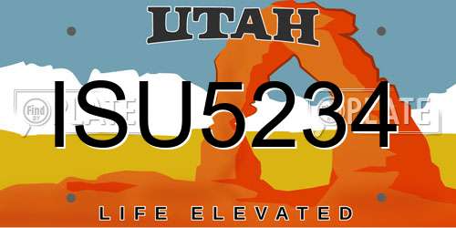 ISU5234 Utah License Plate