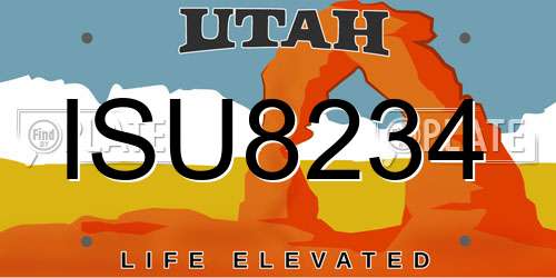ISU8234 Utah License Plate