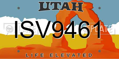 ISV9461 Utah License Plate