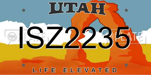 ISZ2235 Utah License Plate