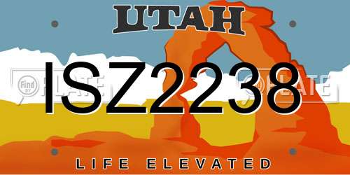 ISZ2238 Utah License Plate
