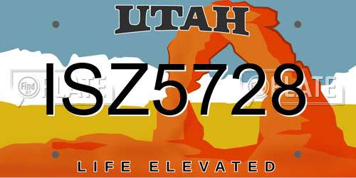 ISZ5728 Utah License Plate