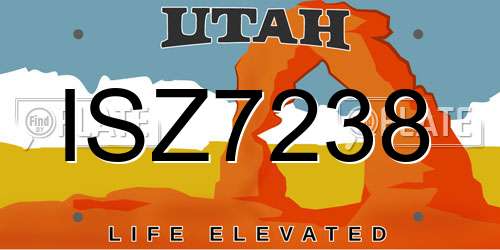 ISZ7238 Utah License Plate