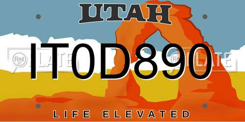 IT0D890 Utah License Plate