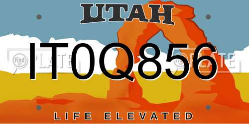 IT0Q856 Utah License Plate