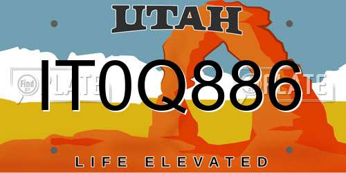 IT0Q886 Utah License Plate