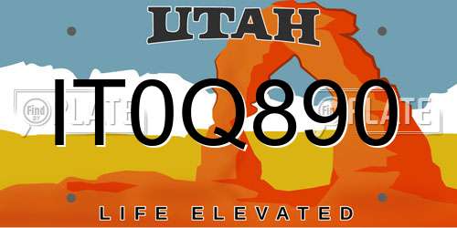 IT0Q890 Utah License Plate