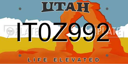 IT0Z992 Utah License Plate