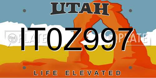 IT0Z997 Utah License Plate