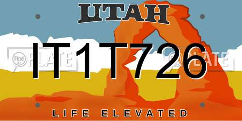 IT1T726 Utah License Plate