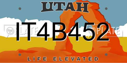 IT4B452 Utah License Plate