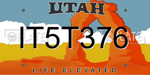 IT5T376 Utah License Plate