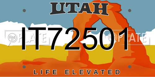 IT72501 Utah License Plate